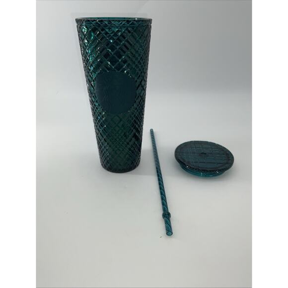 Starbucks Holiday 2021 Emerald Green Jeweled Venti 24 oz Cold Tumbler Cup Xmas - Picture 3 of 5